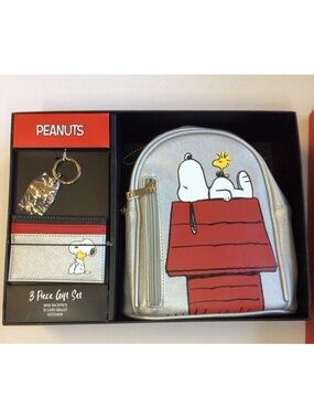 Peanuts Silver Mini Backpack Set with Snoopy and Woodstock